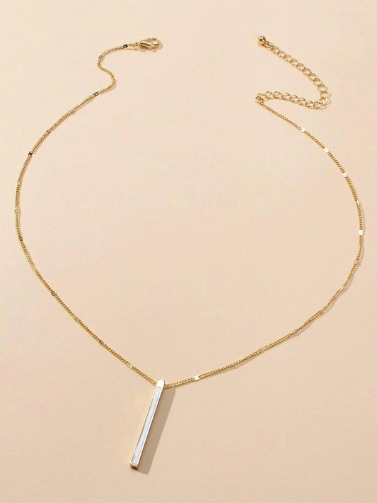 Fashion Jewellery Gold Chain White Enamel Bar Pendant Necklace Women