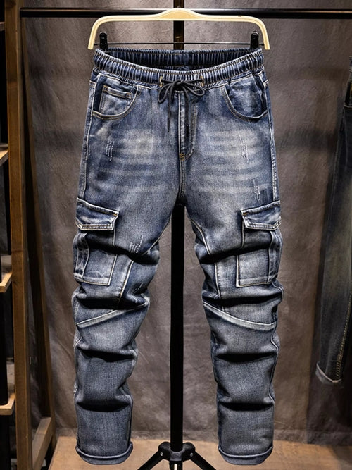 Men's Full Size Relaxed Fit Drawstring Jeans Plus Size