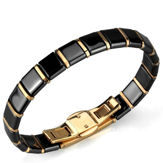 3W986 - IP Rose Gold(Ion Plating) Stainless Steel Bracelet with Cerami