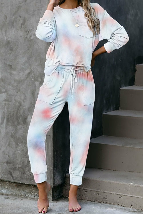 Multicolor Tie-dye Knit Lounge Set