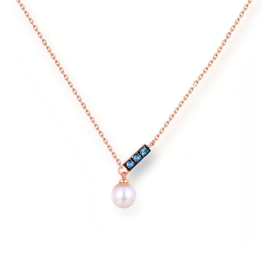 14K Rose Gold Jewelry New Korean Pearl Necklace Pendant all-match gold