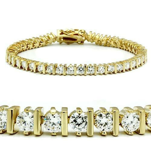 47205 - Gold Brass Bracelet with AAA Grade CZ  in Clear