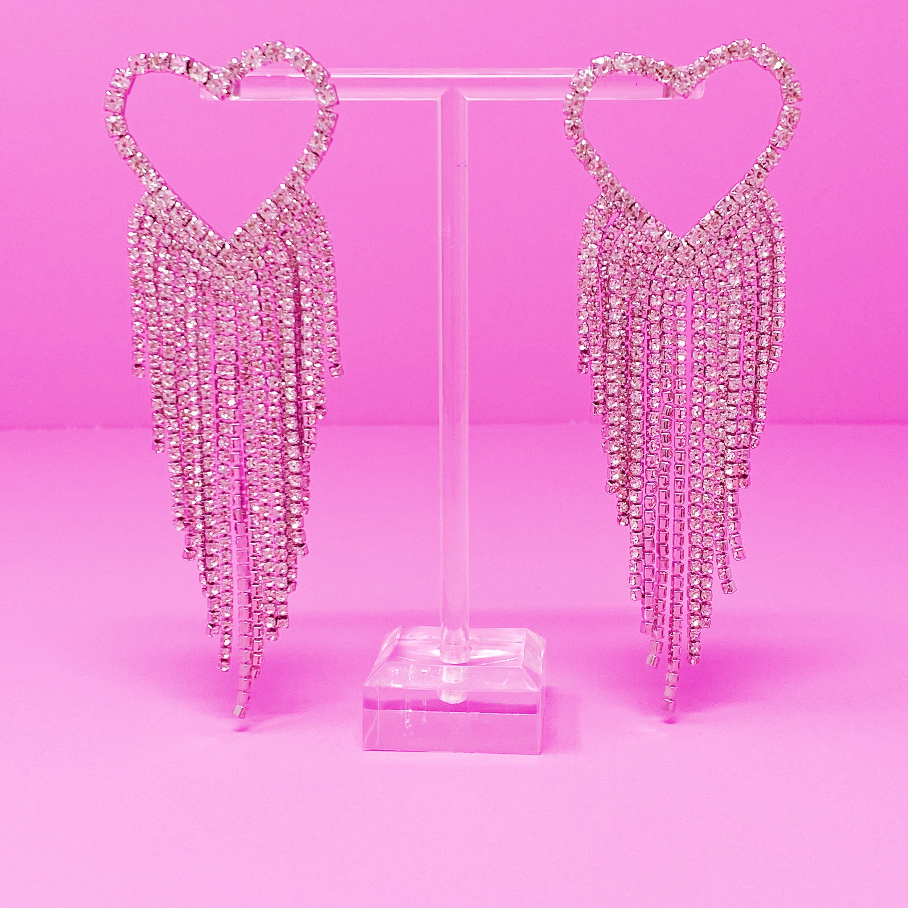 Fringed Shine Heart Earrings