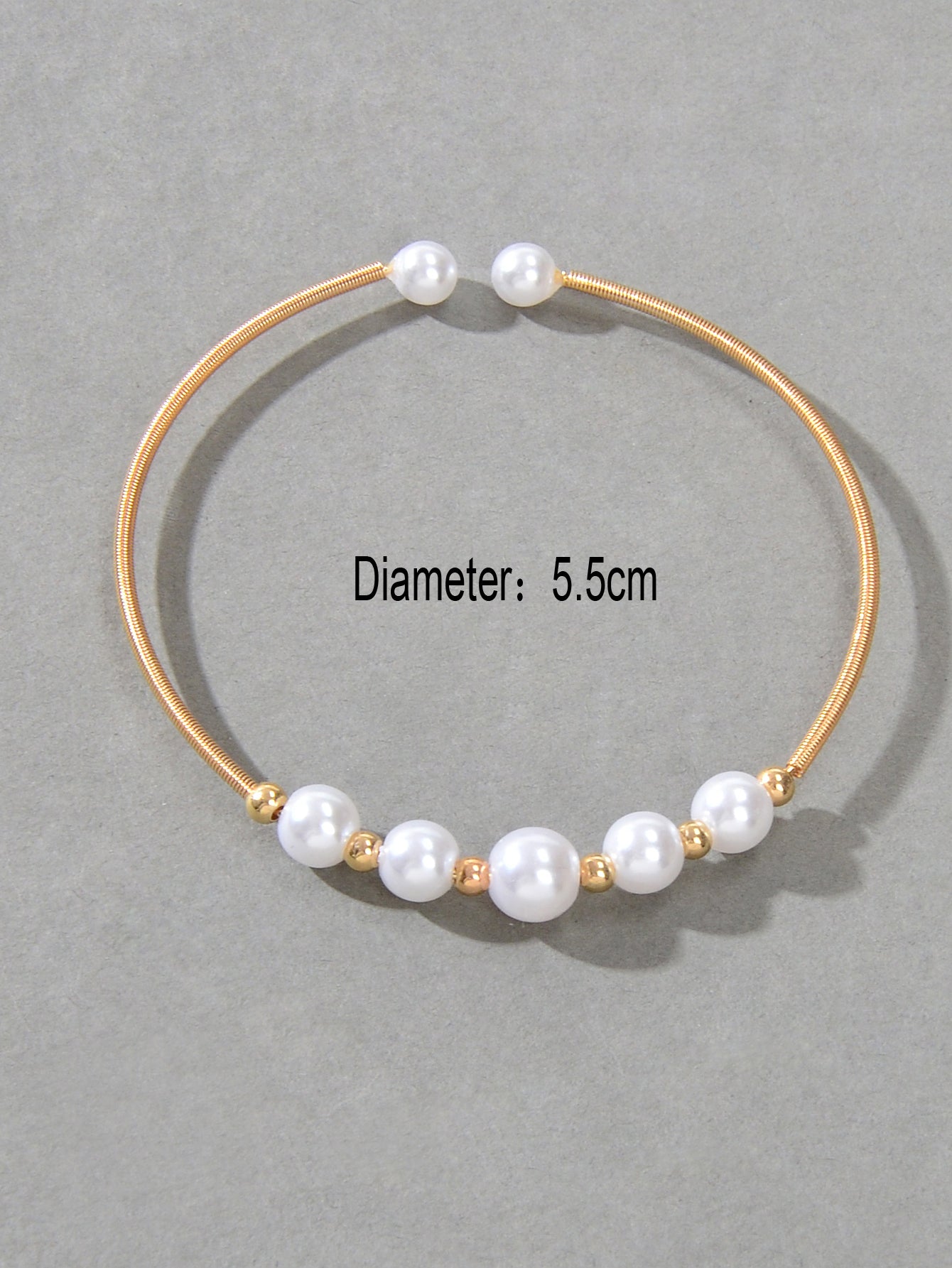 Women Delicate Pearl Decor Cuff Bangle Gold Plated Jewellery Classic