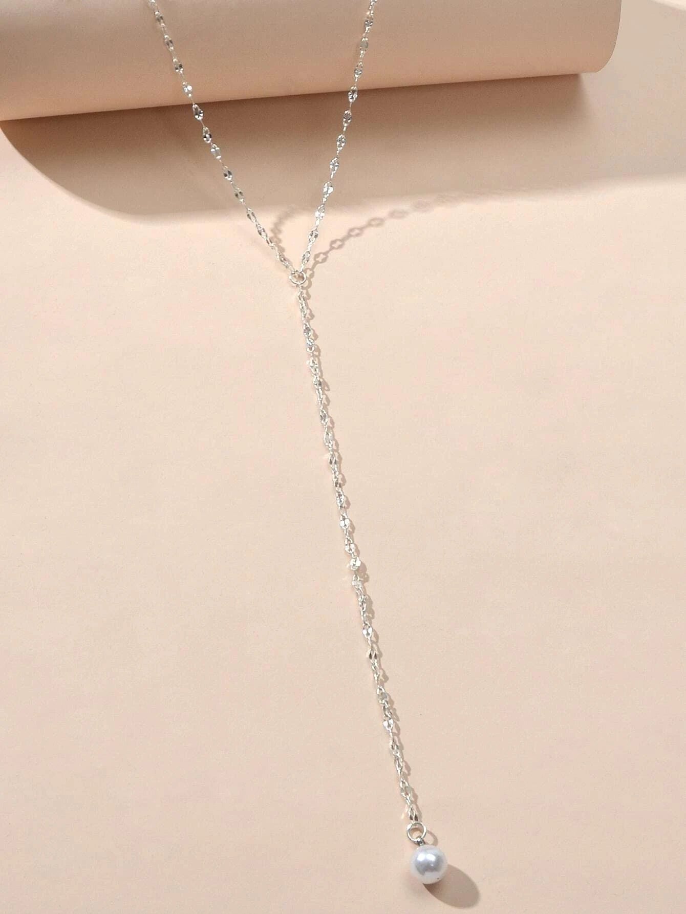 Pearl Silver Tone Long Chain Necklace Tassel Party Jewellery Women