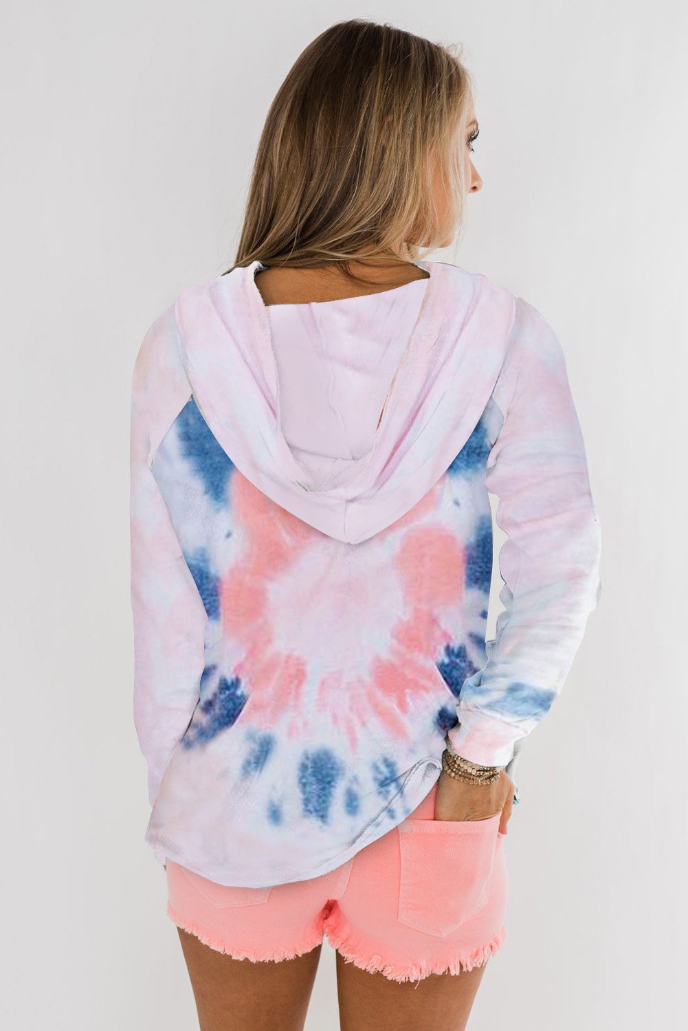 Tie-dye Pattern Drawstring Pullover Hoodie