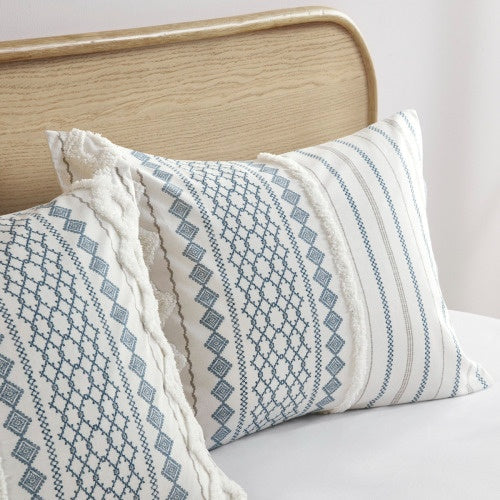 King Cal King Cotton Printed Duvet Cover Set With Chenille