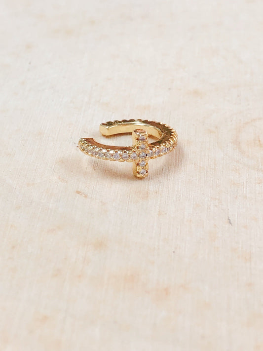 Cross Ear Cuff, Gold Plated
