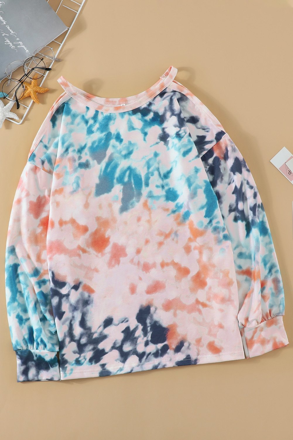 Waves Tie Dye Cold Shoulder Top