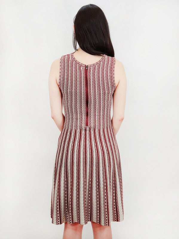Flare Sleeveless Jacquard Sweater Knitted Dress