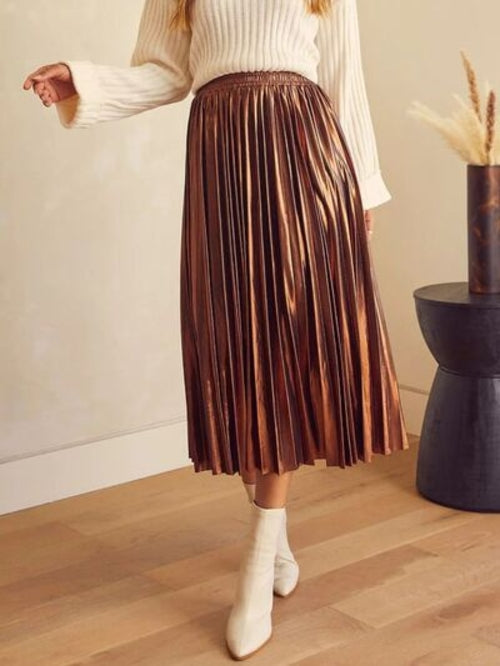 Pleated Midi Skirt - Luxury Designer Autumn Skirt for Women