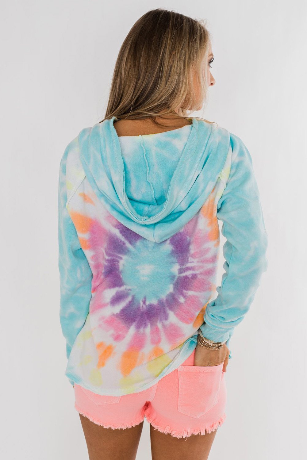 Tie-dye Pattern Drawstring Pullover Hoodie
