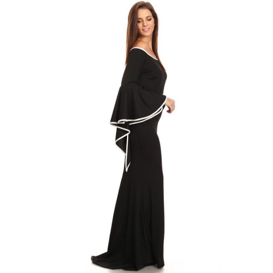Olive Green Off Shoulder Long Gown