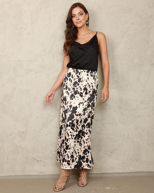 Wild Print Satin Italian Skirt