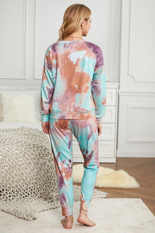 Multicolor Tie-dye Knit Lounge Set