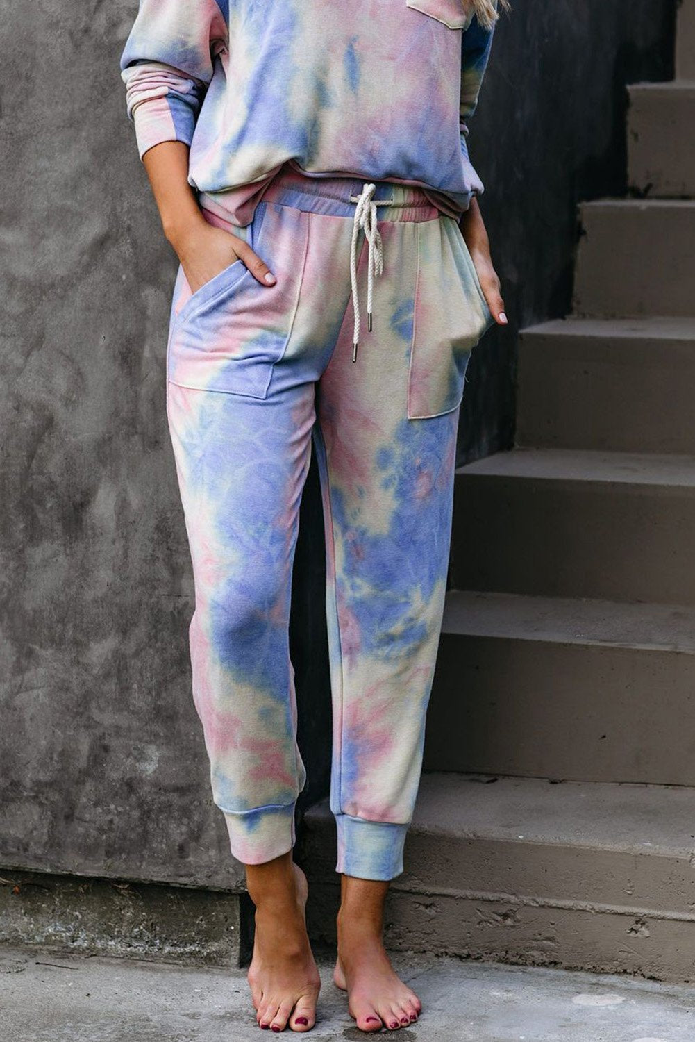 Multicolor Tie-dye Knit Lounge Set
