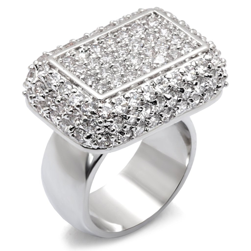 7X196 Rhodium 925 Sterling Silver Ring with AAA