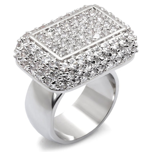 7X196 Rhodium 925 Sterling Silver Ring with AAA