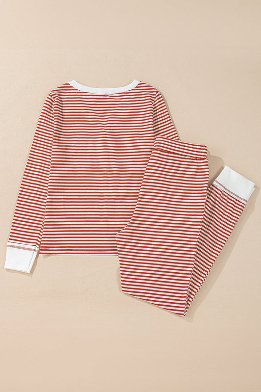 Christmas Stripe Top and Pants Lounge Set