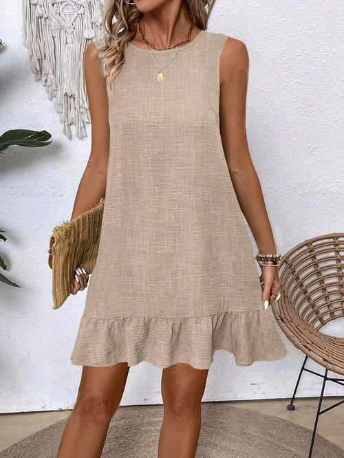 Summer Ruffle Dress Fashion Loose Sleeveless Straight Beach Dresses