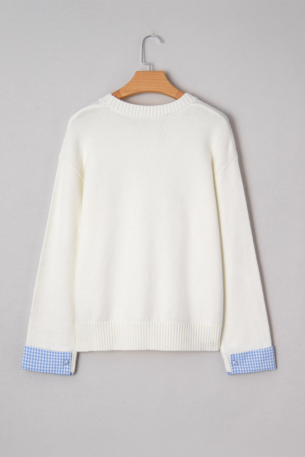 Valentine Gingham Heart Embroidered Crewneck Sweater