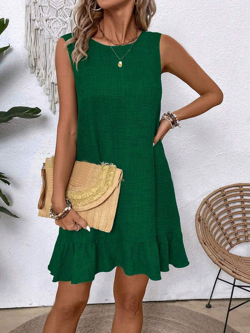 Summer Ruffle Dress Fashion Loose Sleeveless Straight Beach Dresses