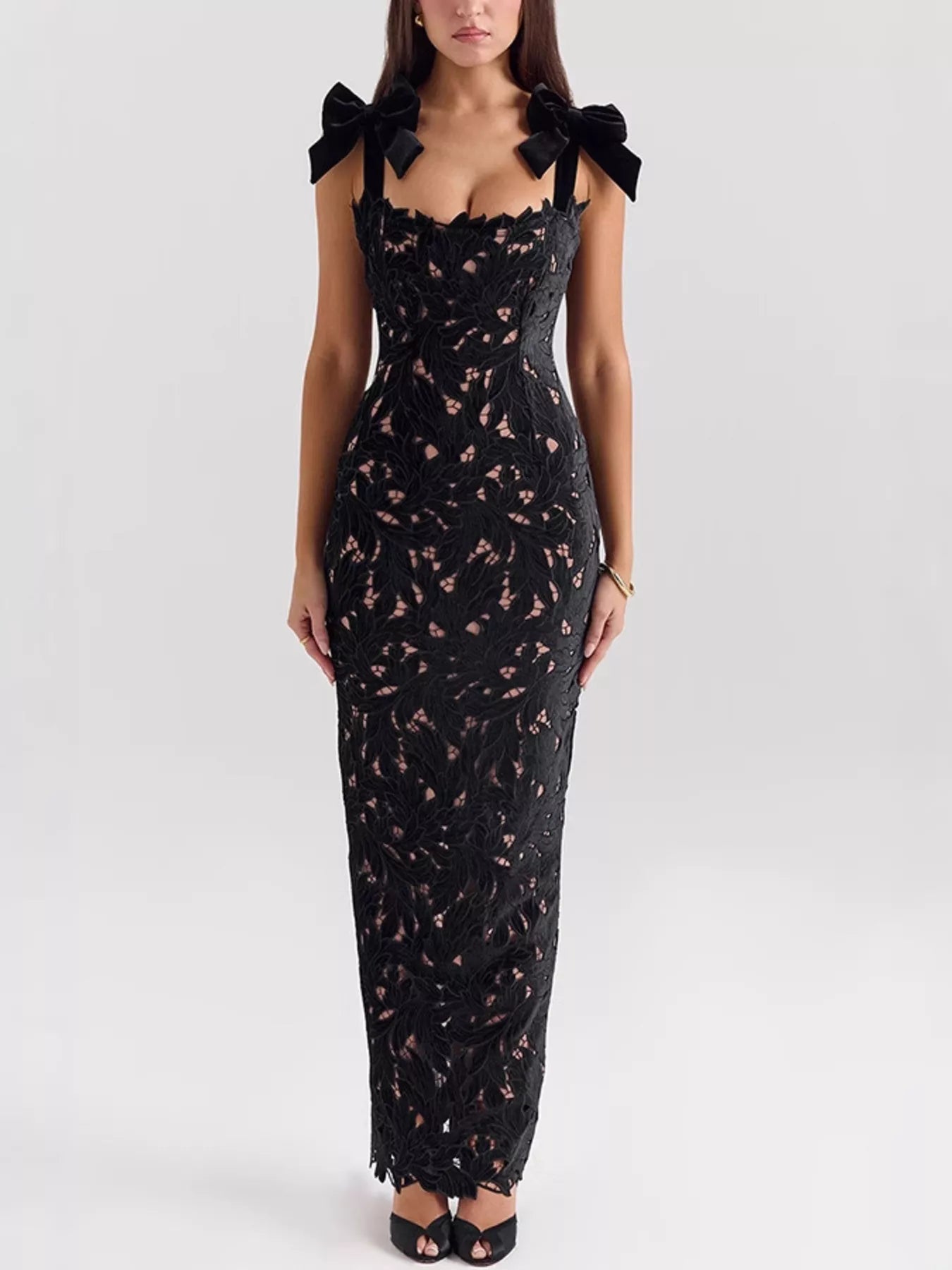 Stylish Slit Tie Shoulder Maxi Dress