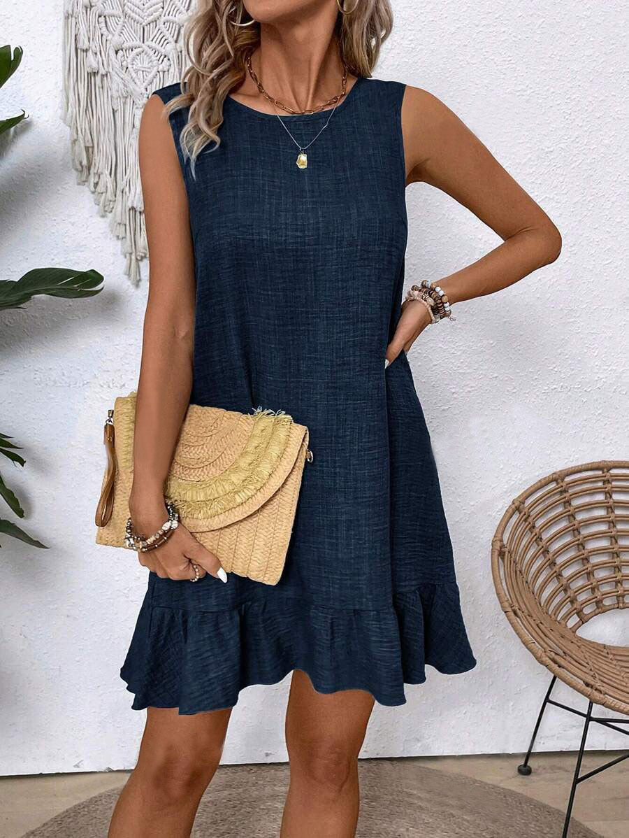 Summer Ruffle Dress Fashion Loose Sleeveless Straight Beach Dresses
