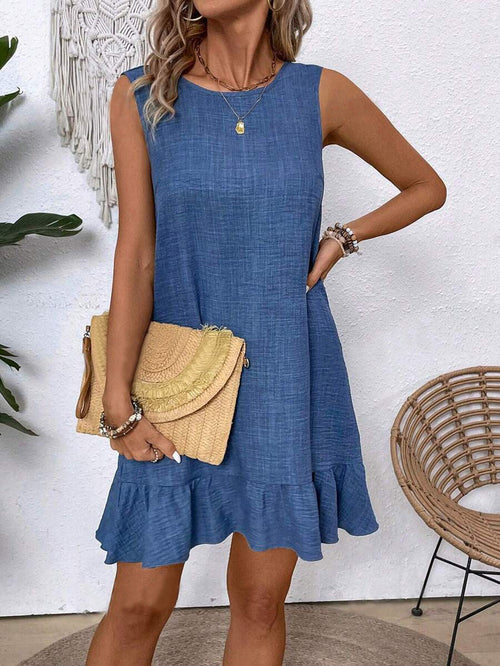 Summer Ruffle Dress Fashion Loose Sleeveless Straight Beach Dresses