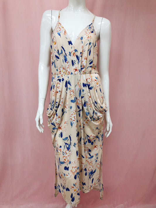 BCBG V-Neck Ruffle Midi Dress