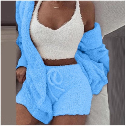 Winter Sexy Women Home Wear Suit Casual Pajamas Set Lady Female Soft