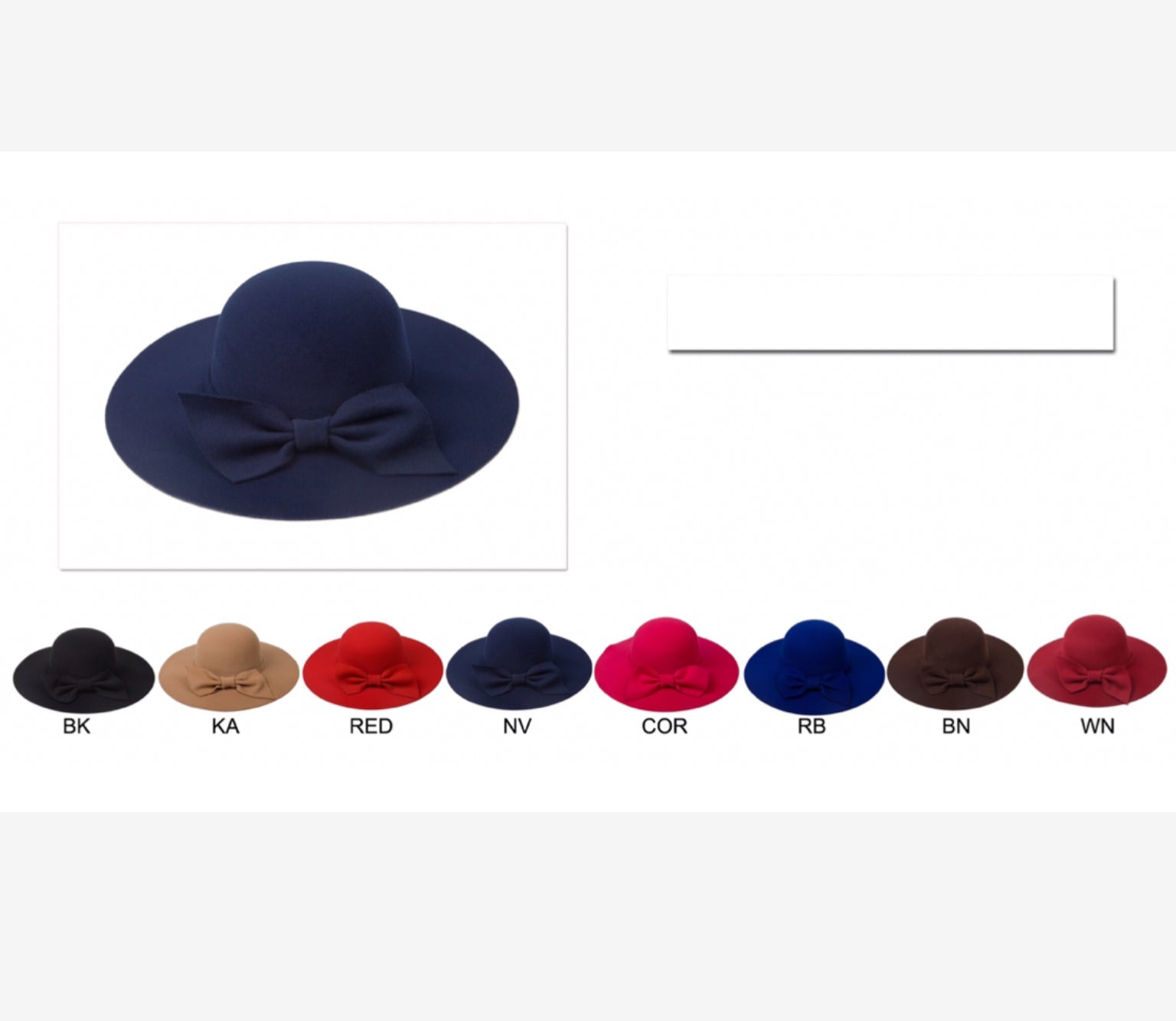 Navy Bow Felt Wide Brim Fall Hat