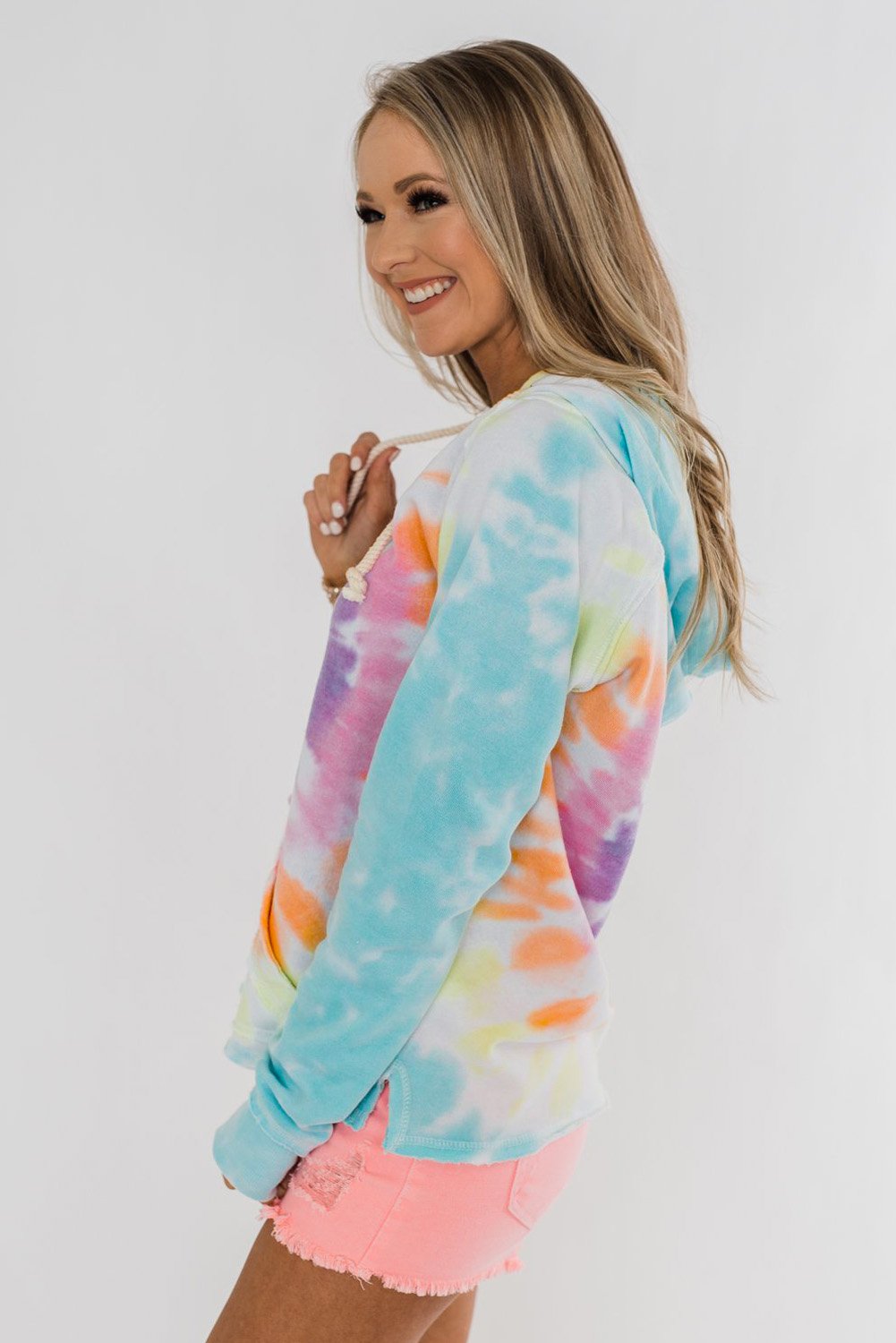 Tie-dye Pattern Drawstring Pullover Hoodie