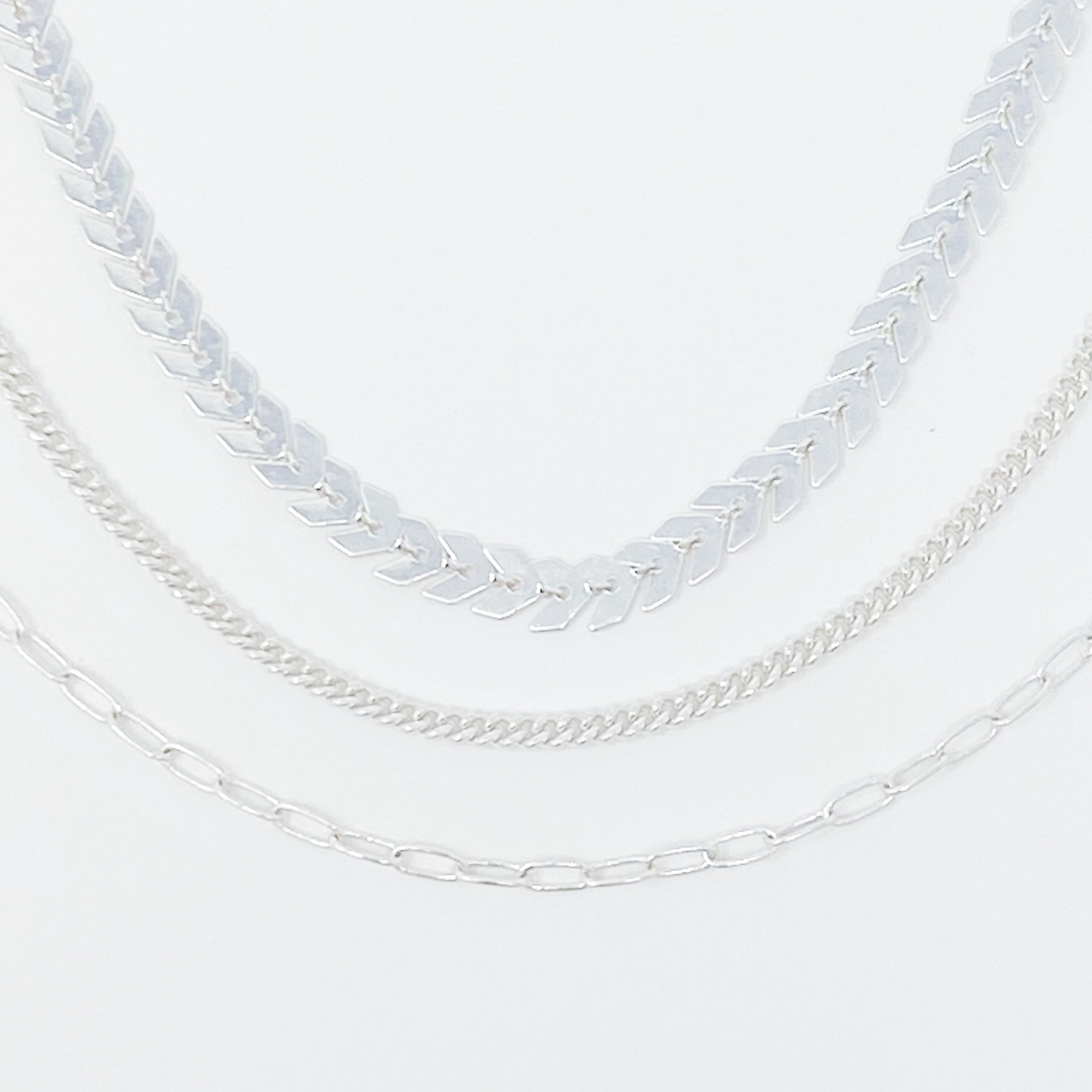 Chevron Chain Anklet, Set of 3