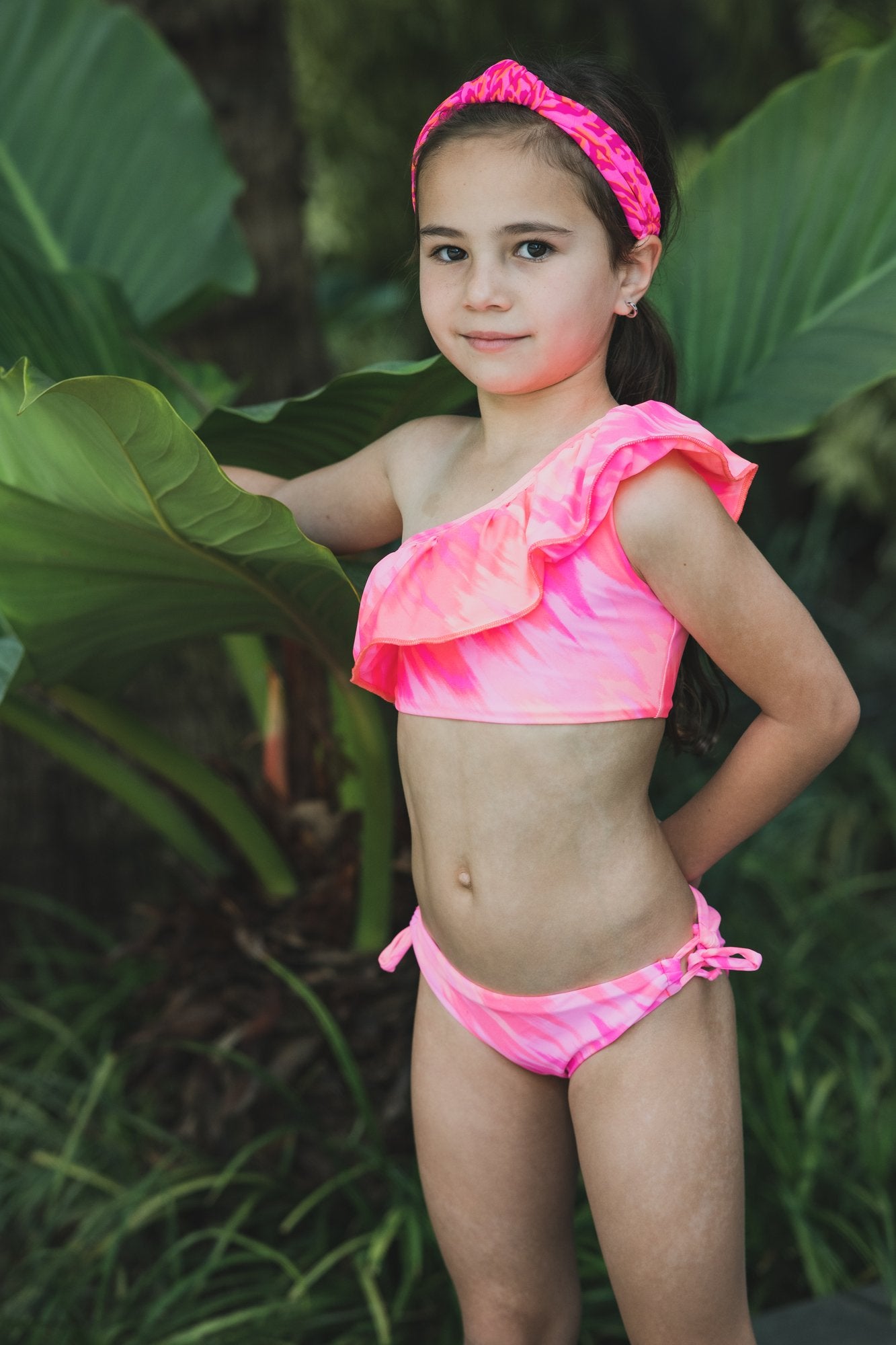 Tie Dye Leopard - One shoulder bikini - Kids Swimwear