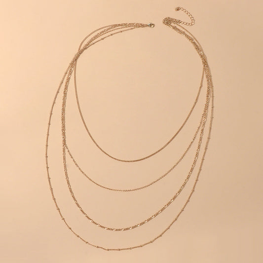 Gold Multi-layer Chain Necklace Boho Women Party Jewellery Accessories