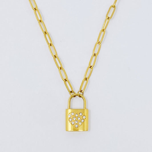 Locked In Shiny Heart Necklace