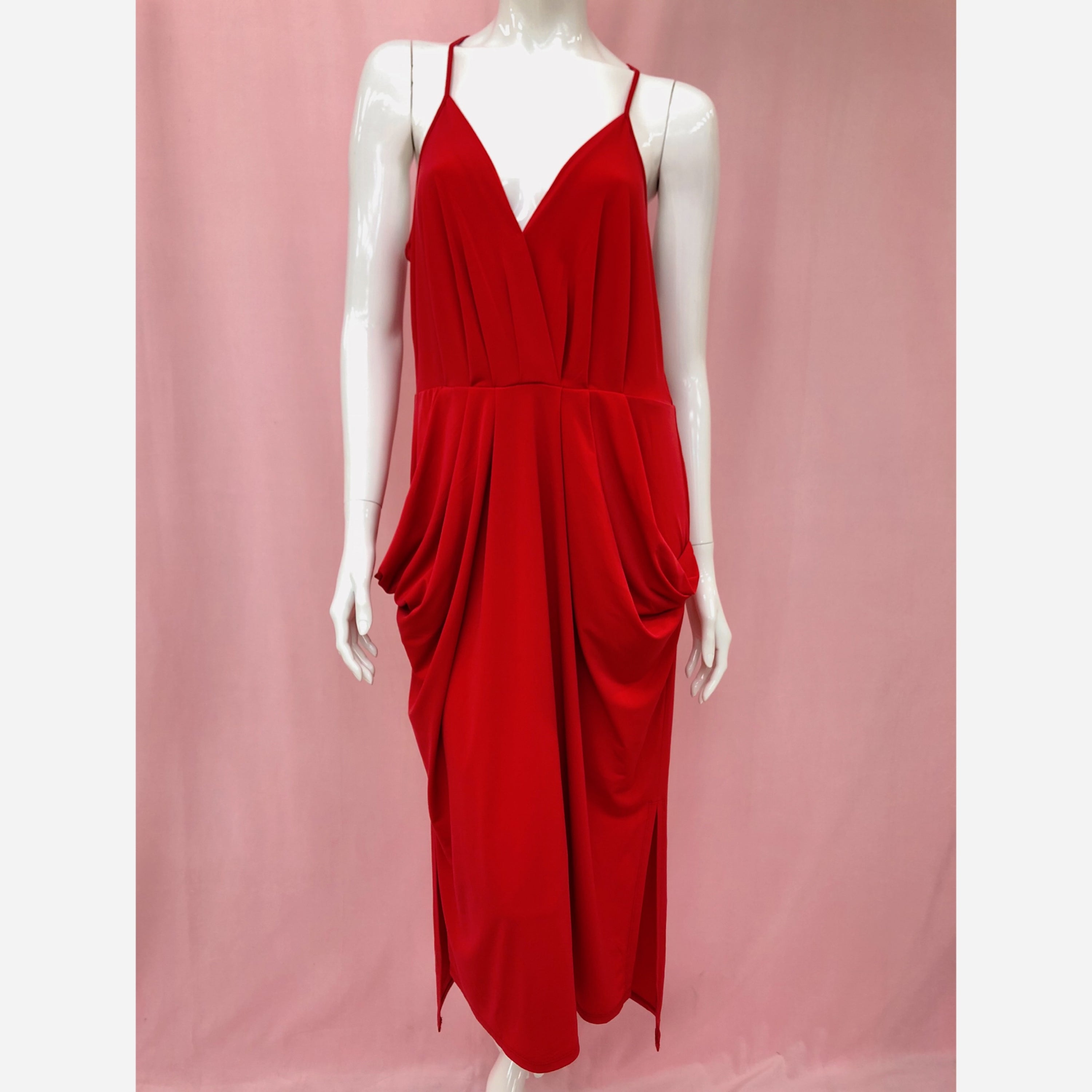 BCBG V-Neck Ruffle Midi Dress