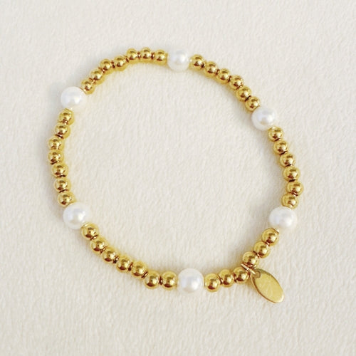 Golden Beads Stone Stretch Bracelet