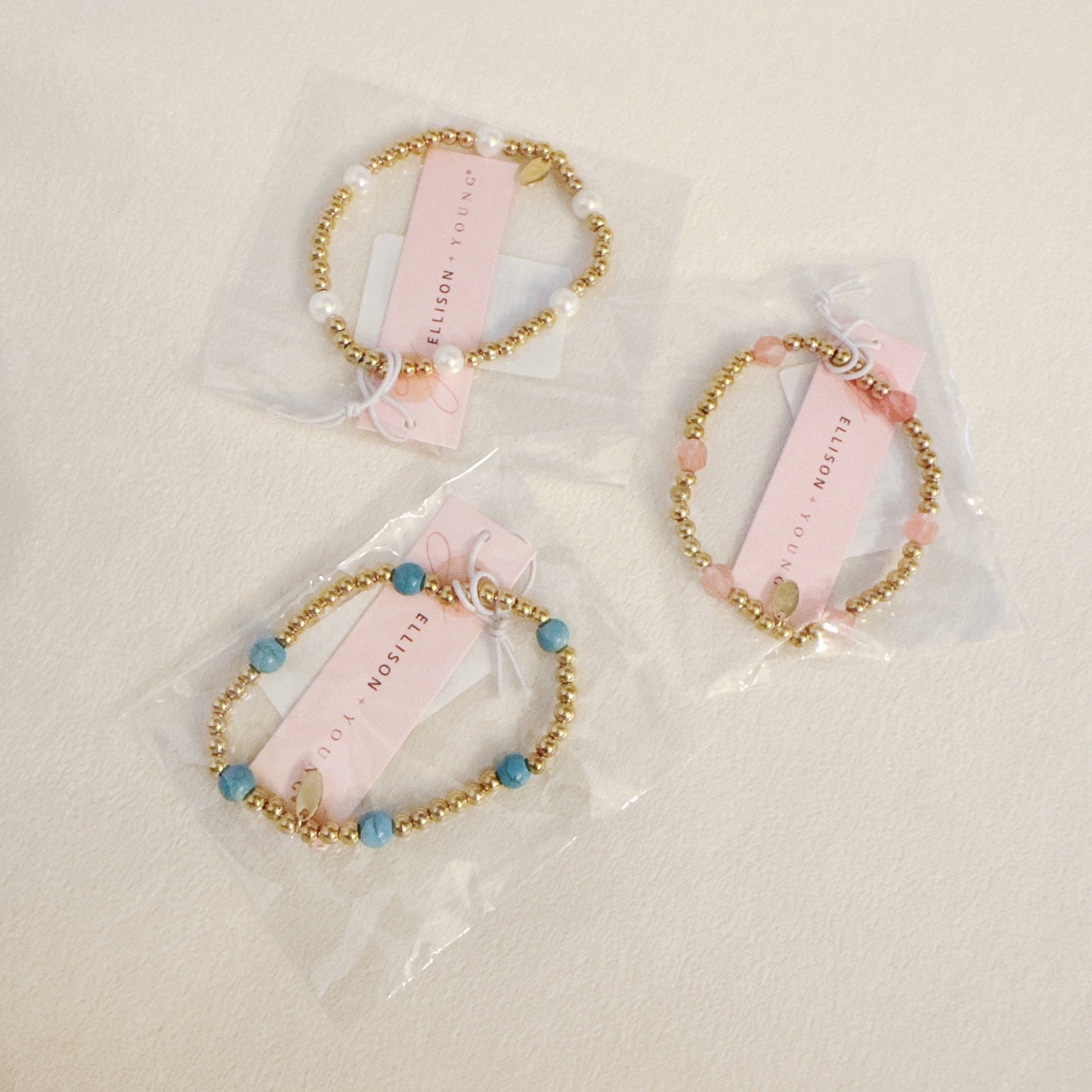 Golden Beads Stone Stretch Bracelet
