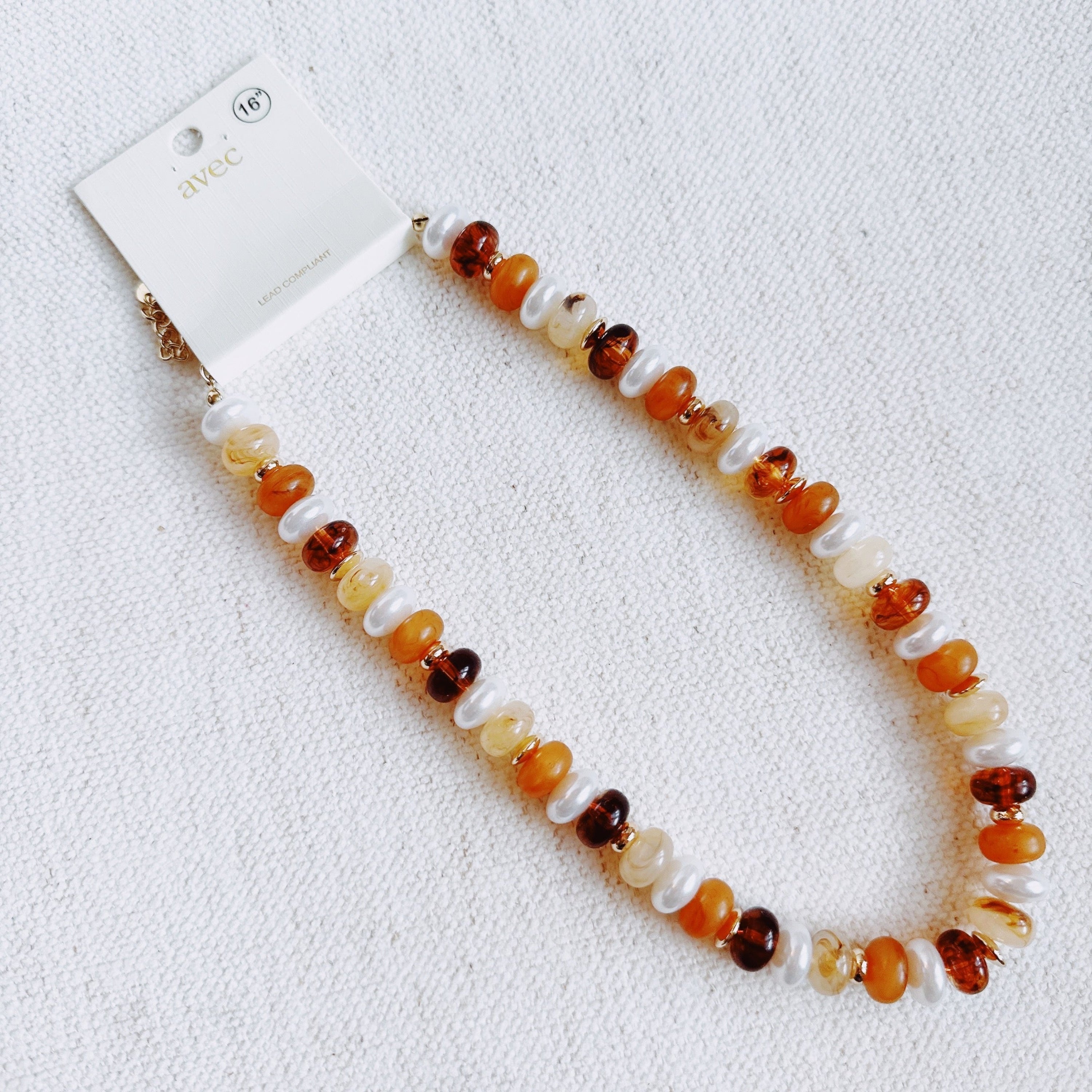 Golden Earth Gem Beaded Necklace – Warm-Toned Beads with Natural