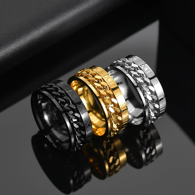 Custom Engrave Name  Stainless Steel Rotatable Ring Jewelry Gift