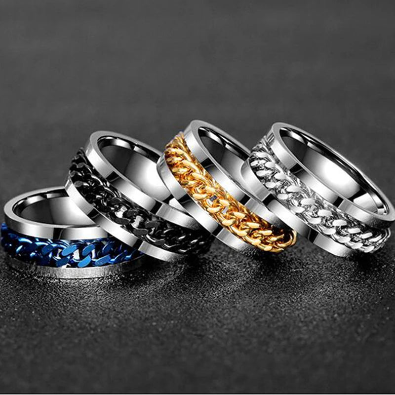 Custom Engrave Name  Stainless Steel Rotatable Ring Jewelry Gift