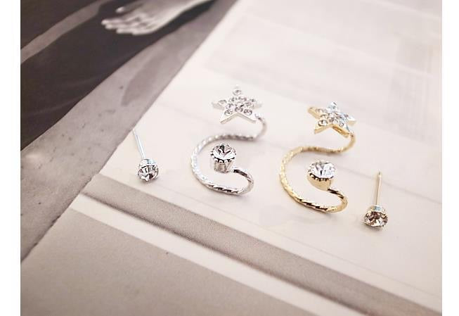 Single Left Ear Star Ear Stud and Clip