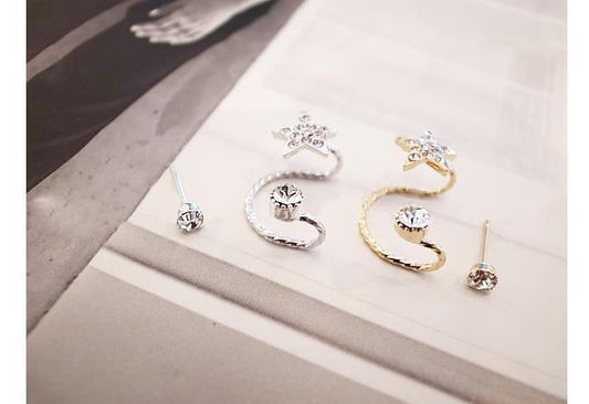 Single Left Ear Star Ear Stud and Clip