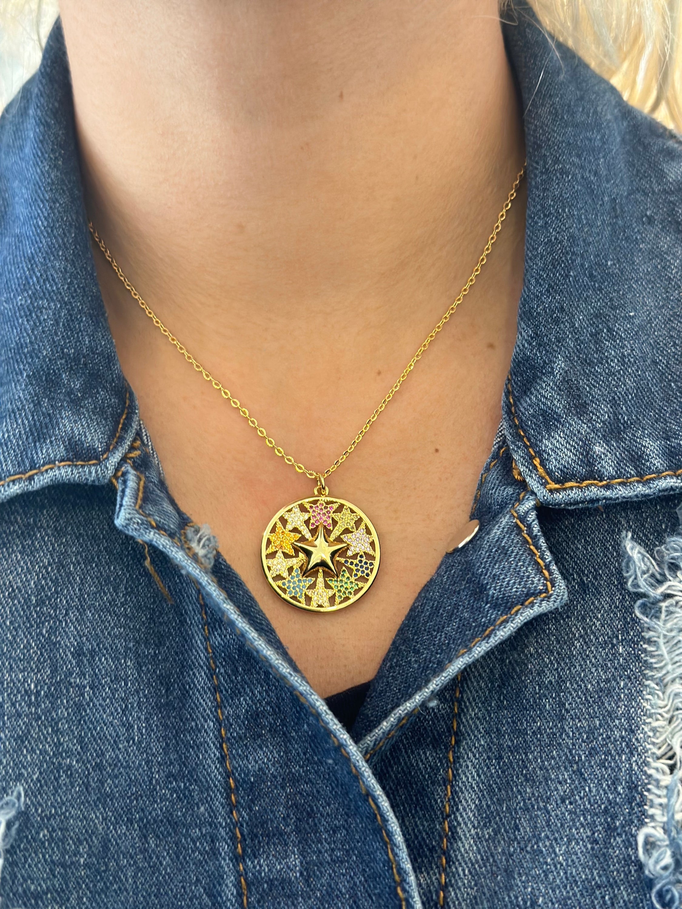 Colorful Sea Star Medallion Necklace