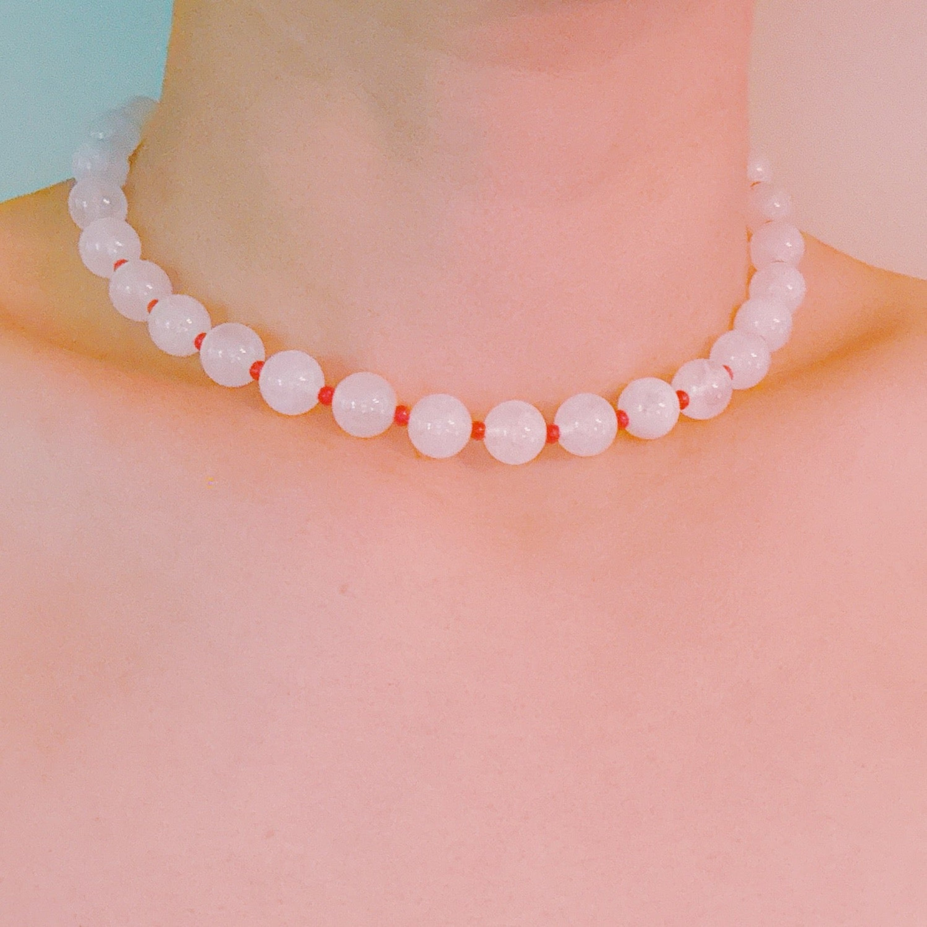Moon Mink Stone Bead Necklace