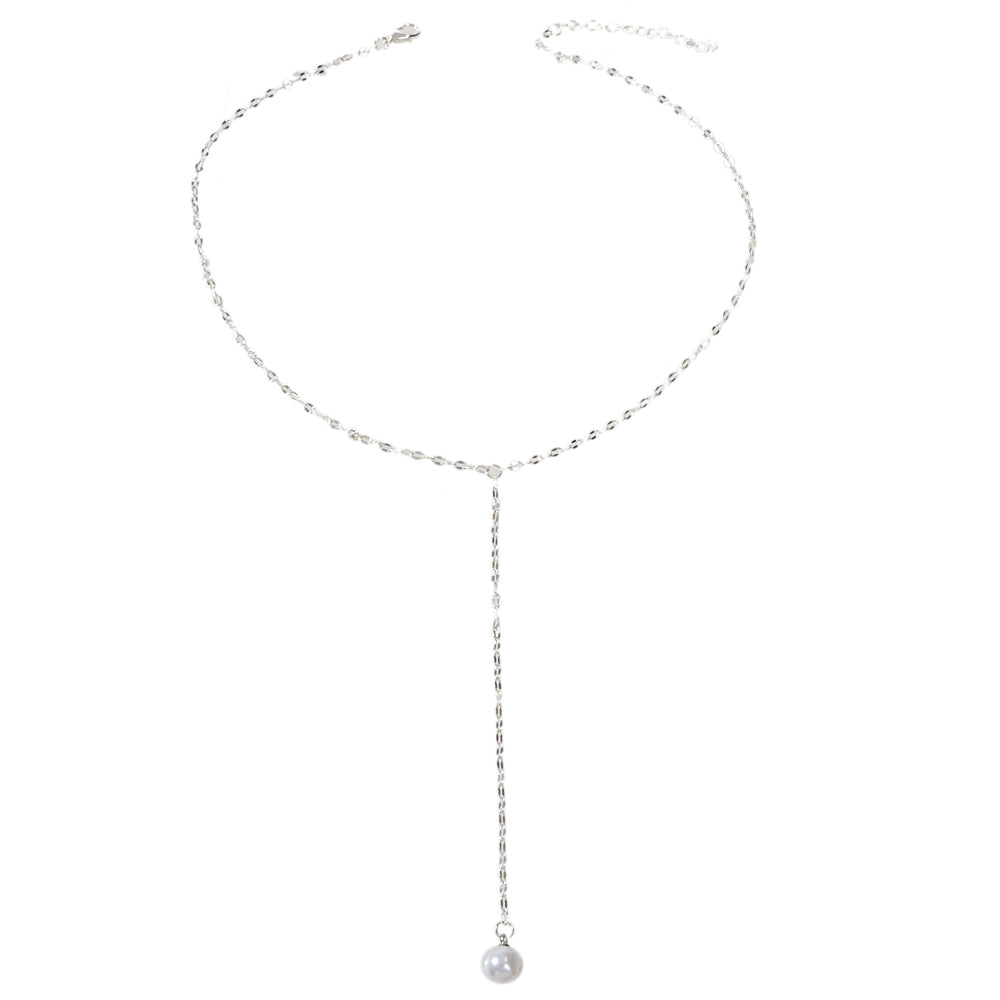 Pearl Silver Tone Long Chain Necklace Tassel Party Jewellery Women