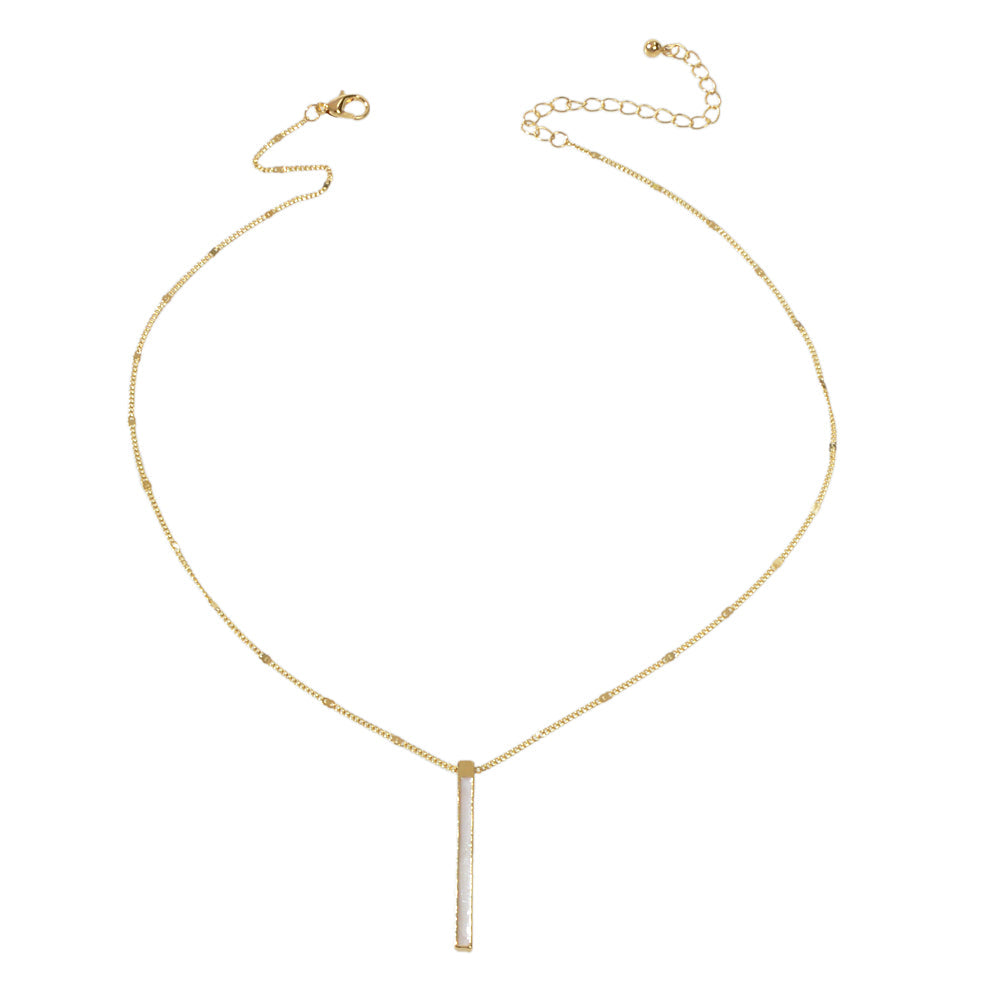 Fashion Jewellery Gold Chain White Enamel Bar Pendant Necklace Women