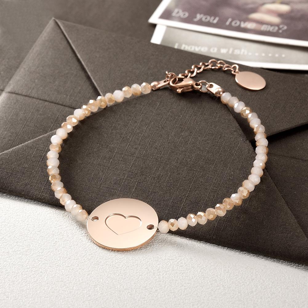 Love Heart Charm Beaded Bracelet